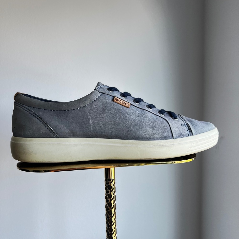 ECCO Soft 7 Mens Grey Leather Low Top Lace Up Sneakers Size 45